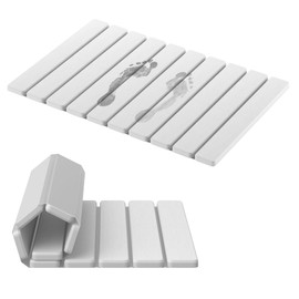 GIMLEKER Stone Bath Mat, Non-Slip Super Absorbent Diatomaceous Earth Bath Mat, Foldable Quick Drying Shower Mats for Bathroom Floor, 23.6 x 15.5 Inch Bathtub Mat, Easy to Clean & Store, White