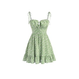 CIDER Womens Summer Dresses Floral Spaghetti Strap Cute Vacation Sundress Dress Boho Casual Outfits Green