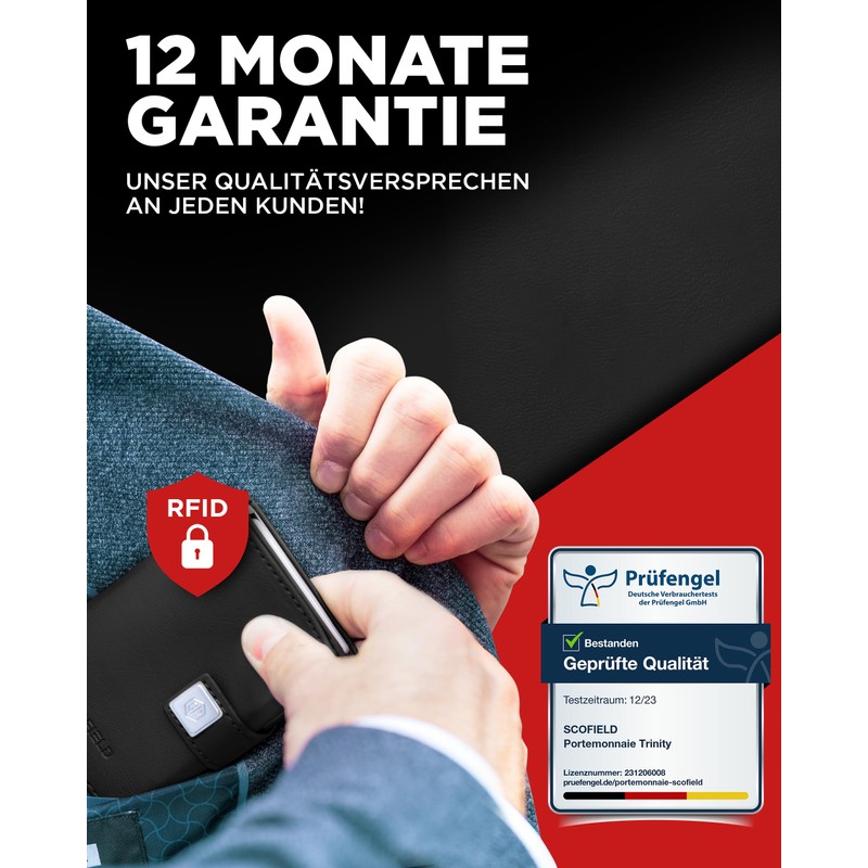 SF SCOFIELD Trinity Premium Slim Wallet with Coin Compartment, Wallets