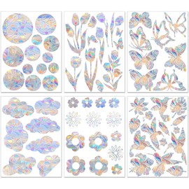 69 Suncatcher Sticker, Prism Window Sticker, Rainbow Window Film, Rainbow Effect, Bird Protection, Window Decoration, Flowers, Butterfly, Bird, Cloud