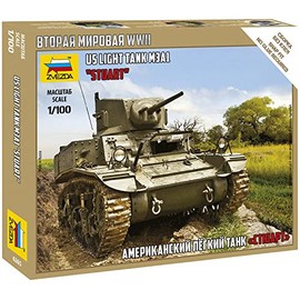 Zvezda Model Kit - US Light Tank M3A1 Stuart - 1:100 Scale