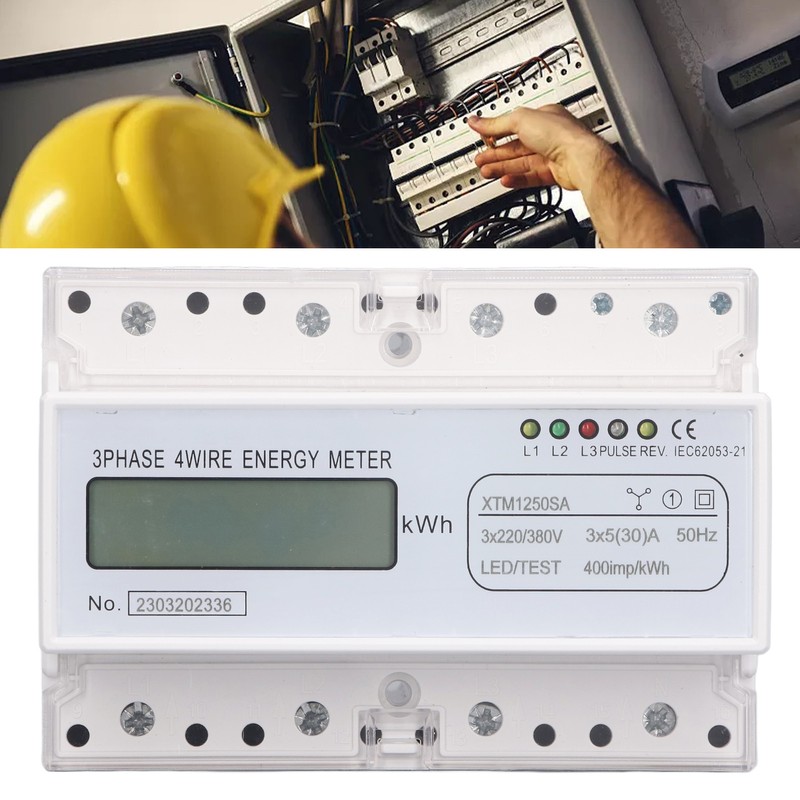 7 Digit LCD Electric Energy Meter 35mm DIN Rail Mounting