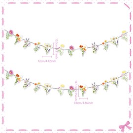 Flower Garland Spring Flower Party Banner Paper Wildflower Party Decorations Floral Banner for Wall Birthday Spring Garden Wedding Backdrop Indoor Outdoor Decor