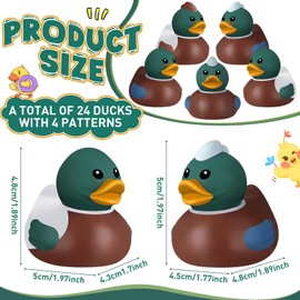 Hollowfly 24 Pcs Mallard Rubber Duck 2 Inch 4 Styles Floating Bath Supplies Nature Rubber Ducky Adorable Duck Party Supplies for Birthday Gift Shower Birds Lovers Hunting Decoration