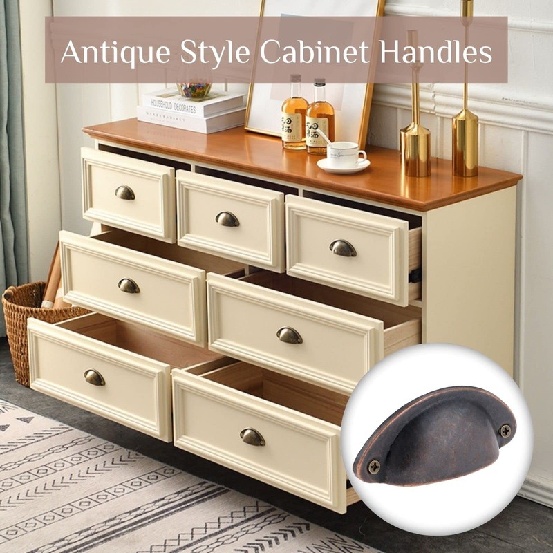 Yetaha 10PCS Cabinet Cup Pull Handle, 82x35mm Drawer Shell Pull