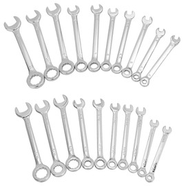 Evponk 20 Pcs Mini Combination Wrench Set, Metric SAE Open and Box End Wrenches Portable Stubby Standard Spanner Tools for Car Bike Furniture Machine Repairs, 4-11mm and 5/32"-7/16"