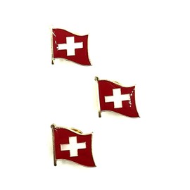 Swiss Switzerland Europe Metal Enamel Country Flag Pin Badge Pack of 3