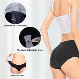 Ropa interior de época para mujer, a prueba de fugas, ropa interior de incontinencia, algodón absorbente, lavable, vejiga, fugas, bragas menstruales para mujeres y adolescentes