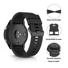 Wanme Correa para Garmin Fenix 6/Fenix 6 Pro/Fenix 5/Fenix 5 Plus/Fenix 7, correa deportiva de silicona suave de 22mm con liberación rápida, para Forerunner 935/945/Approach S60/S62/Quatix 5, Negro
