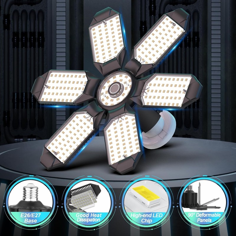 LUCORUSC Led Garage Lights 2 Pack 200W Super Bright Ceiling