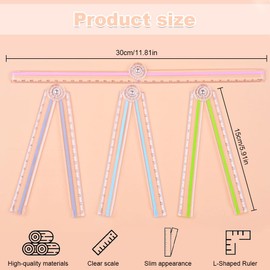 Folding Ruler, 4PCS Foldable Ruler, 30cm Fold Transparent Straight Ruler, 180° Plastic Folding Ruler Geometric Ruler School Stationery for Mathematics Daily Learning Geometry