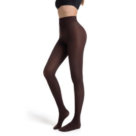 Frola Semi Opaque Tights for Women 40 Denier Matte Solid Color Pantyhose Soft Stockings Nylons Under Dress,Espresso,Large-X-Large