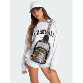 Flowston Clear Bag for Stadium Events Approved Concert Bag 3 Pockets Clear Backpack Crossbody Sling Bag Fanny Pack Purses for Women Men