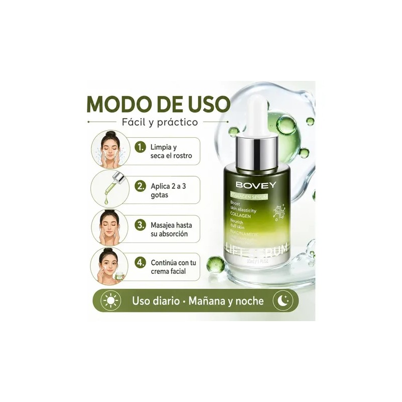 Serum Bovey Colágeno Hidratante Reafirmante Collagen Hydrating Firming Serum, 30ml