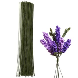 BEADNOVA Floral Stem Wire 50pcs Floral Wire 18 Gauge Fake Flower Stems Wire Green Floral Wire for Flower Arrangement Florist DIY Bouquet (Dark Green, 50 Pcs)