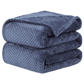 uxcell Flannel Fleece Bed Blankets, Soft Warm Microfiber Blanket (70x78 Inches, Navy Blue) Mesh Fuzzy Plush 330GSM Lightweight Decorative Solid Blankets for Bed