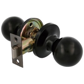 AMIG - Innentürknauf | Mit Einstiegsgriff 60/70 mm | Kugelknopf auf beiden Seiten | Für Durchgangstüren aus Holz von 35 bis 45 mm | Schwarzes Messing