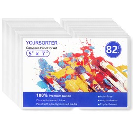 YOURSORTER Small Canvases for Painting 5x7 inch, 82 Pack Bulk Painting Canvas Boards for Novices & Artists, Gesso Primed Acid-Free 100% Cotton, Mini Blank Canvas Panels for Oil, Watercolor, Acrylic