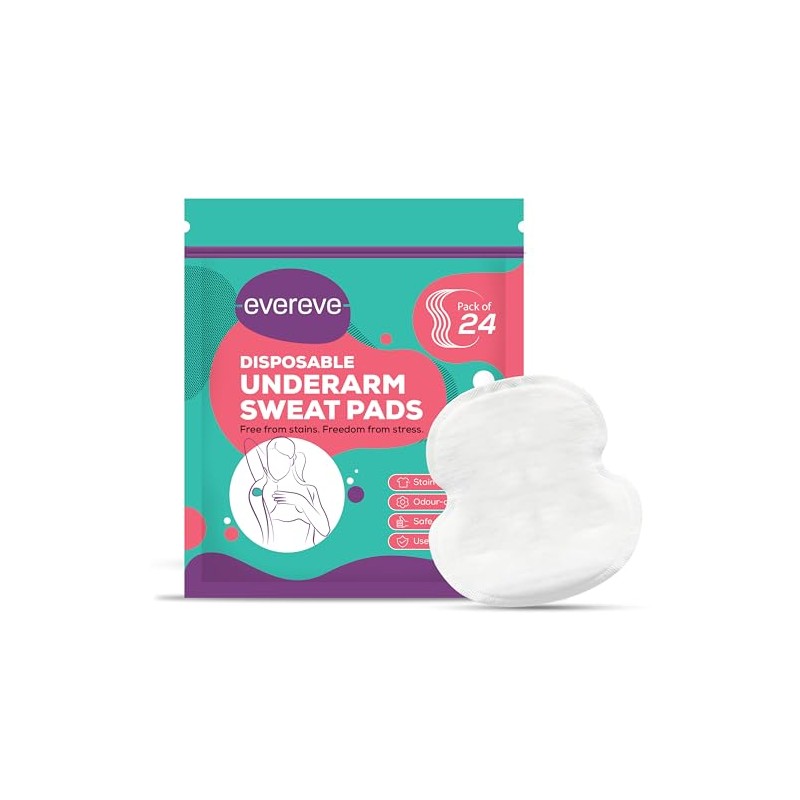 Evereve Disposable Underarm Sweat Pads (24 Pads) for Women and