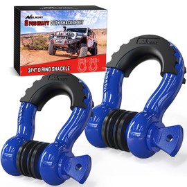 Nilight 2 Pack 3/4" D-Ring Shackle with 7/8" Screw Pin 41,887lbs Break Strength, Heavy Duty Off Road Recovery Shackle with Isolators Washers for Use with Tow Strap, Winch, Off-Road Jeep Truck Vehicle
