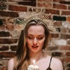 Healeved Tocado Gótico Plástico Diosa Dorada Corona Metal Sunburst Diadema