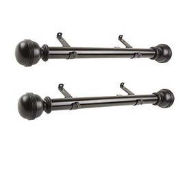 A&F Rod Décor - Pommel 1.5" Side Curtain Rod 24 inch long (Set of 2) - Black