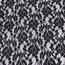 Rilassato 60 Inches Wide Stretch Lace Fabric for Wedding Dress, Fashion, Crafts, Tablecloth, Decorations Lace Trim Fabric - 8178 (Black, 1 Yard)