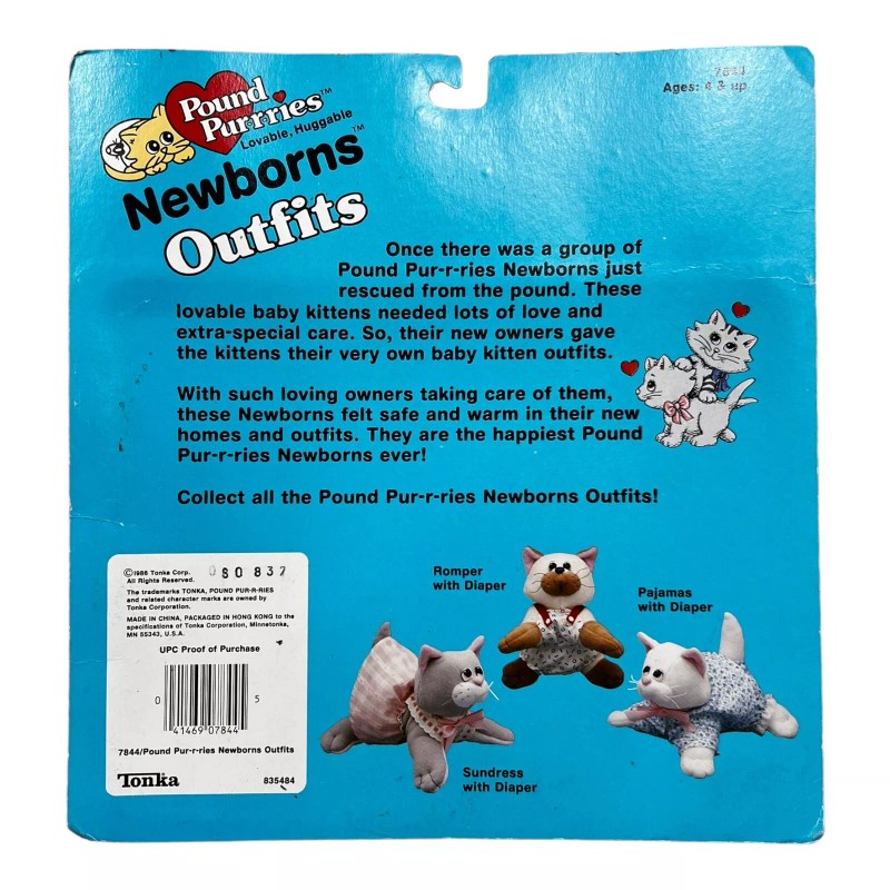Tonka 1986 Pound Purrries Cats Puppies Kittens Newborns Outfits Tonka