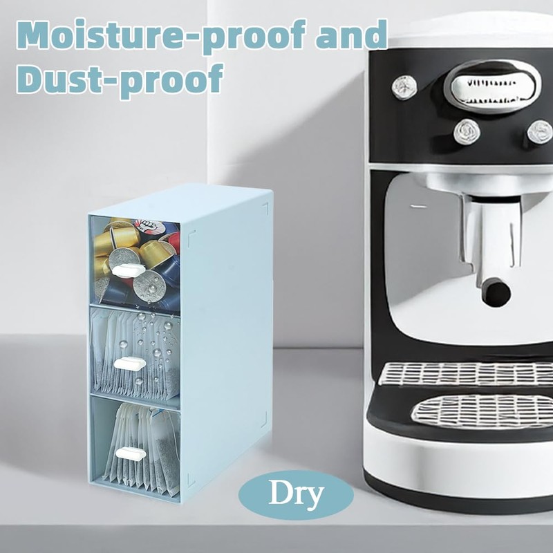 3 Tier Tea Box, Plastic Tea Bag Holder Storage Box,