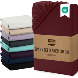 Utopia Bedding - Fitted Sheet 180 x 200 cm up to 30 cm - Burgundy Red - Brushed Microfibre Fitted Sheet - Oeko Tex Standard 100