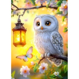 MAXBYE Cute Owl Diamond Painting Art Kits, 5D Diamond Art Complete Set, DIY Gem Crafts for Adults, Beginners, Diamond Pictures, Crystal Cross Stitch Gift, Home Wall Decor, 30 x 40 cm