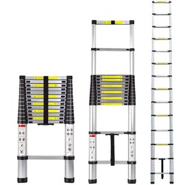 RV Ladder Rack, Telescoping Ladder 12.5 FT Aluminum Extend Ladder Multi-Purpose Portable Folding Ladder for RV Cleaning, 330lb Capacity