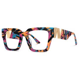 VOOGLAM Square Blue Light Glasses for Women Anti Eyestrain Dry Eyes Computer Phone TV Eyewear Multicolor Felician GJGX417036-03