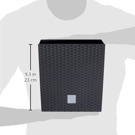 Prosper Plast Rattan Planter - Anthracite Colour (Black) - 22.5cm 8L Capacity - Plastic Flower Pot Suitable for Inside and Outside Use