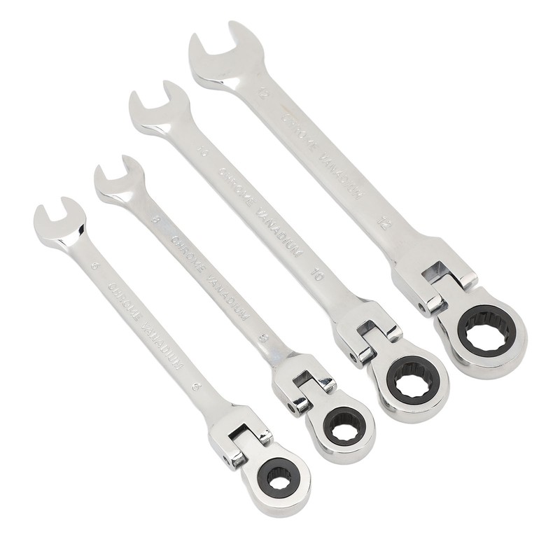 Flex Head Ratcheting Combination Wrench Set Chrome Vanadium Steel Quick