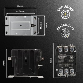 Shopcorp 3 Pole 40 Amp AC Contactor 110/120VAC Coil Definite Purpose Magnetic Contactor for Motor Load, HVAC, Refrigeration and Heat Pump. UL Listed