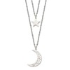 FB JEWELS Solid Stainless Steel Polished 2 Strand Beaded Star and Moon 30inch Necklace