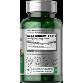 Horbäach White Willow Bark Capsules | 1500mg | 200 Count | Non-GMO | by Horbaach