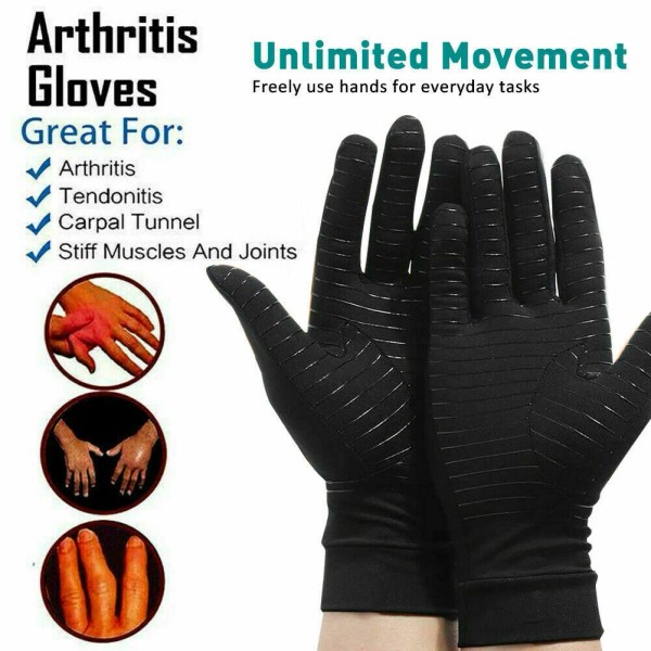 Unbranded Full Finger Copper Arthritis Compression Gloves Relieve Hand Pain