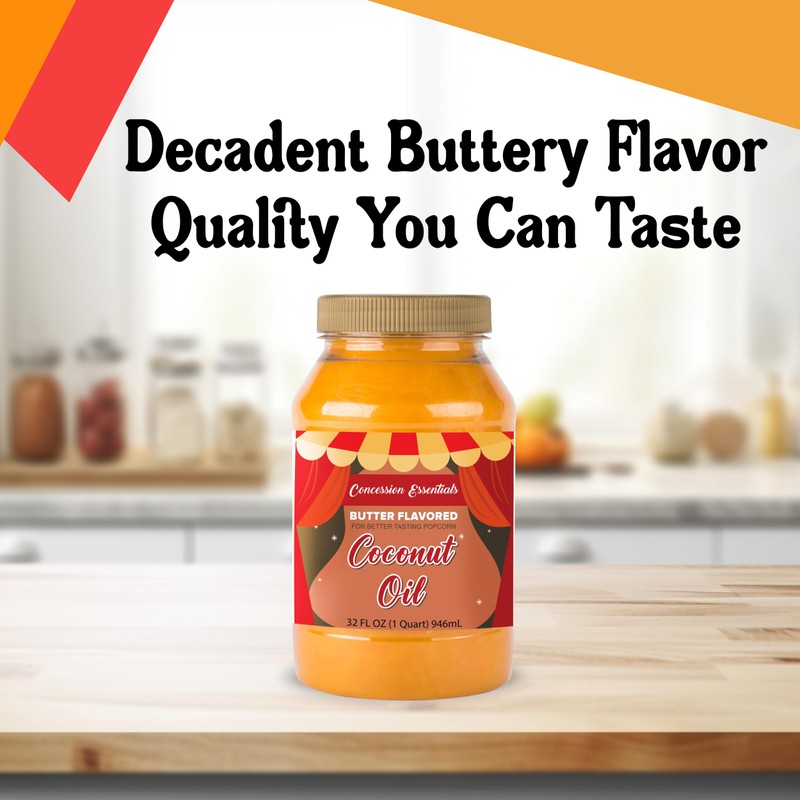 Concession Essentials- 32oz Buttery Popcorn Coconut Oil - Pack of