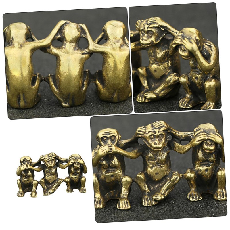 GRIRIW Pure Brass Ornament Office Table Decoration Charming Monkey Model