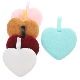 IWOWHERO 5pcs Heart Shaped Makeup Cleaning Powder Facial Remover Puff Reusable Washable Absorbent for Toner Application Makeup Removal Mixed Colors for All Skin Types