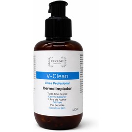 V-Clean Dermolimpiador Facial Profesional, Limpieza Profunda, Libre de Aceite, para Todo Tipo de Piel, Piel Sensible, 120ml (120ml)
