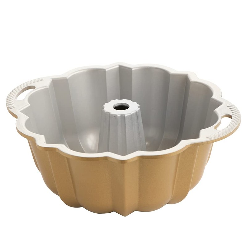 Nordic Ware Gugelhupf Anniversary, gold, 12 Tassen, zwei Griffe, Aluminium,