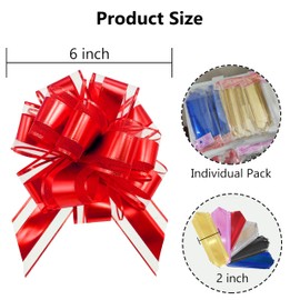 sxvblly 6 PCS Large Pull Bows 6 Inch 6 Color Bows for Gift Wrapping Wedding Basket Birthday Party Gift Boxes and Flower Decorations