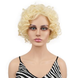 Wiginway Short Curly Women Wigs Blonde Synthetic Wigs Natural Women Hair