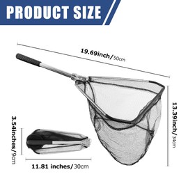 Fishing Net Minnow Nets with Aluminum Collapsible Telescopic Pole Handle and Nylon Mesh, Small Fishing Landing Net, Safe Fish Catching or Releasing(Color:Black)