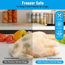 Poultry Shrink Bags, Pack of 25, Heat Shrink Wrap Bags, 13"x 18" Clear Poultry Shrink Wrap Freezer BPA Free Food Safe Storage Bags for Chicken, Rabbit and More, 25 Zip Ties and Silicone Straw