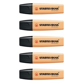 STABILO Boss Original Highlighters Pastel Chisel Tip 2-5 mm Sorbet Apricot Pack of 5aa