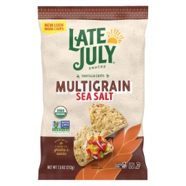 UD Late July July Multigrain Sea Salt Tort Chips Gluten-Free 7.5 oz Case of 12 Flavored with Rice and Sugar